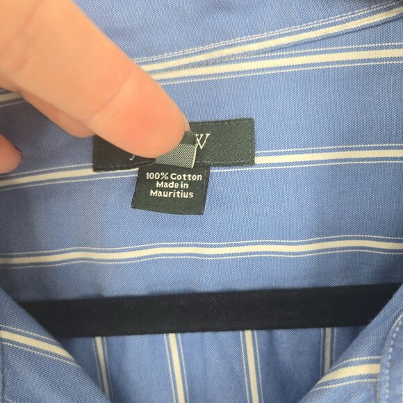 J crew mens size XL Blue white stripe button up long sleeve Vintage chest pocket - Picture 6 of 11